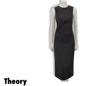 Theory Dress,Black Sleeveless Over the Knee with Gathered Side,Sz Medium